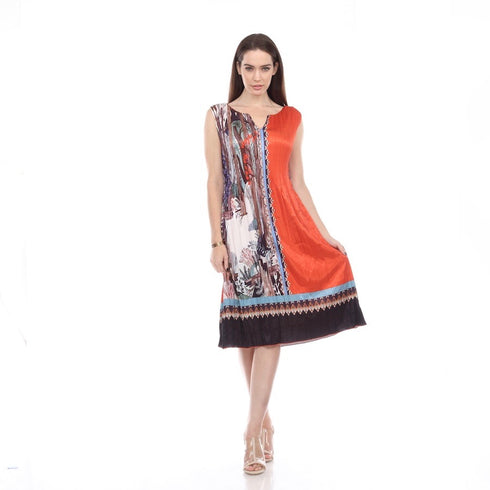 Sleeveless Print Crinkle Dress -DR1047